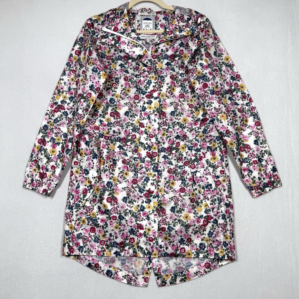 Joules Rain Jacket Womens 4 Right As‎ Rain Go Lightly Hooded Waterproof Floral